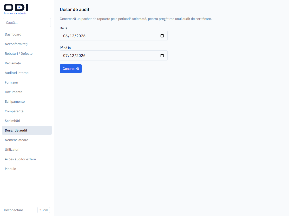 La page Dossier d'audit